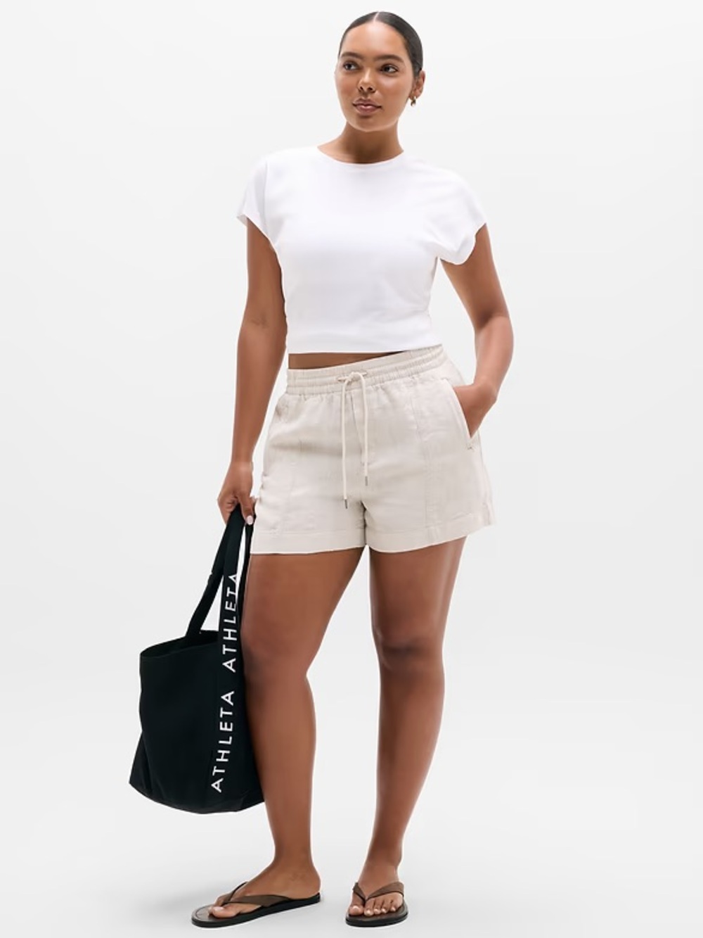 ATHLETA Retreat Linen Mid Rise 4" Short